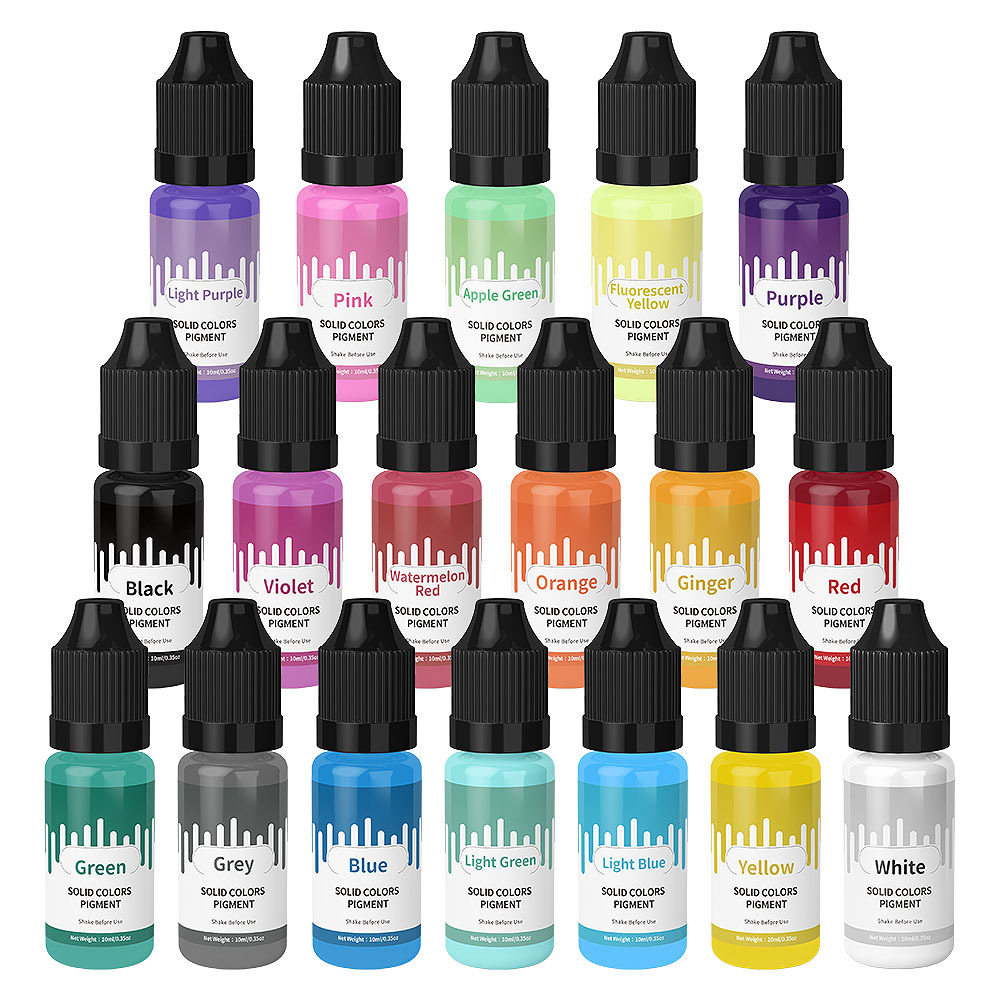 Resin Pigment Set - 18 色 10 ミリリットルマカロン固体パステルカラー樹脂顔料油性液体染色 DIY エポキシ樹脂モールドジュエリー作成ツールアクセサリー