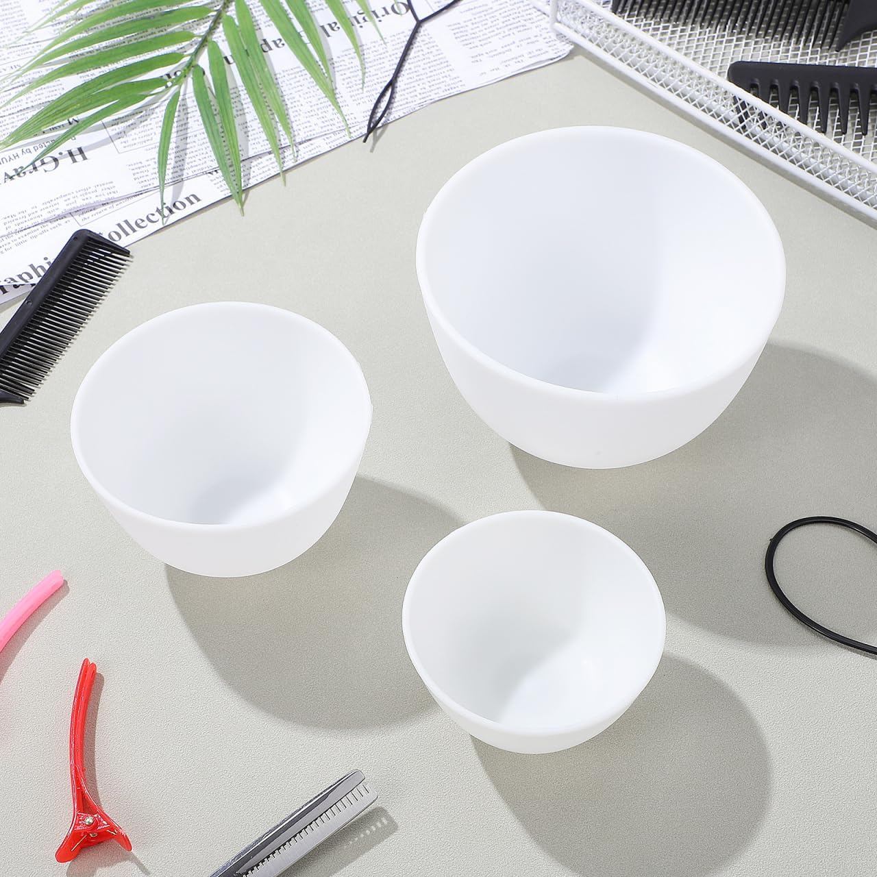 Mixing Cup Silicone - 3個セット シリコンボウル ホワイト フェイスマスクミキシングボウルセット フェイシャルマスクDIY 泥ヘアオイル塗布用