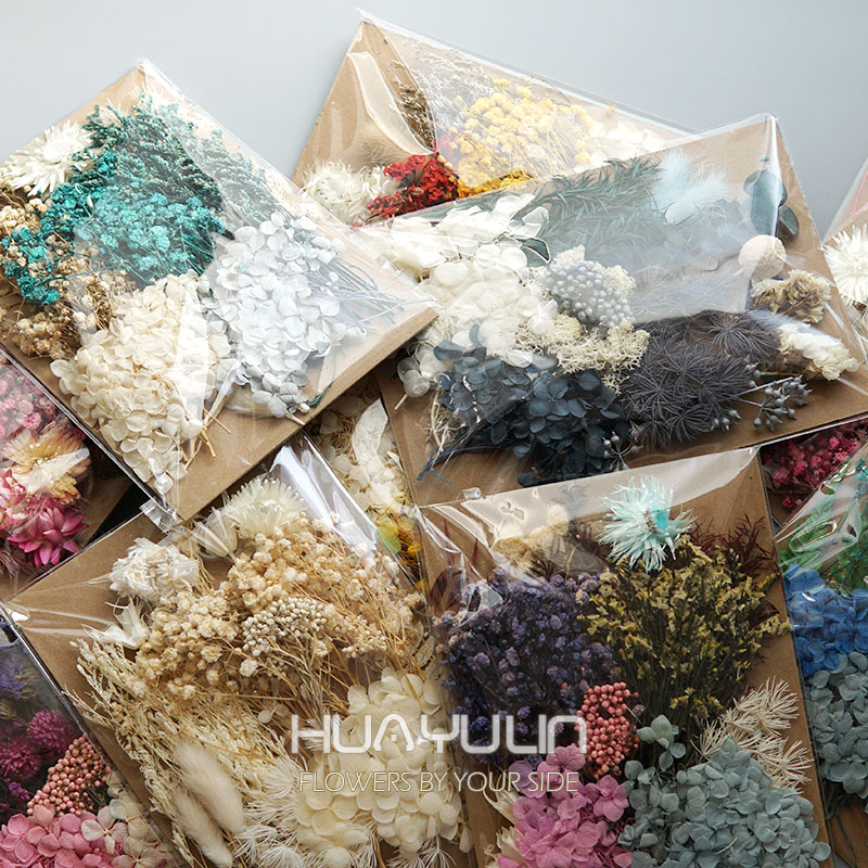 Dried Flower Bulk - 1 パック人工植物ドライ本物の花プリザーブド材料エポキシ樹脂キャンドル DIY 花材アジサイセット花