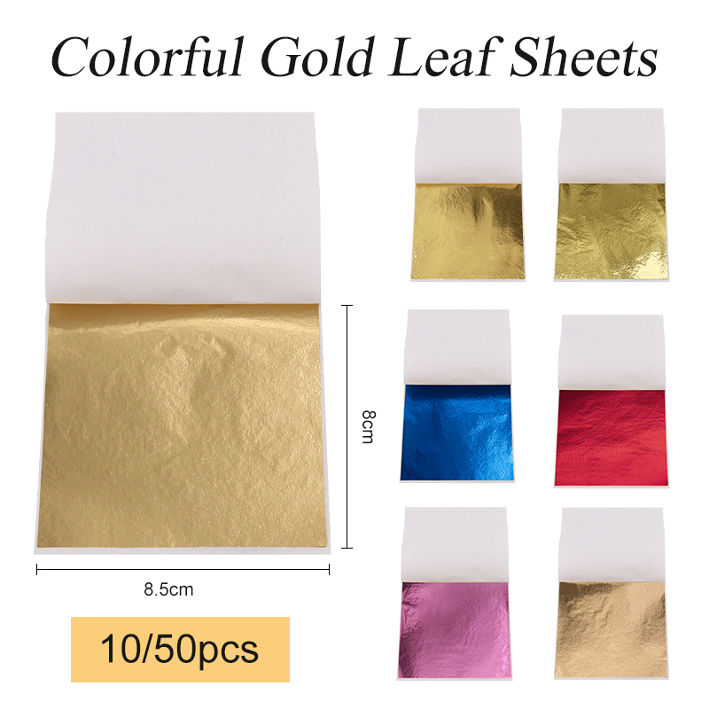 Gold Foil Flakes - 8 × 8.5 センチメートル台湾模造金箔シート銅箔紙金メッキ DIY 美術工芸デザイン紙装飾
