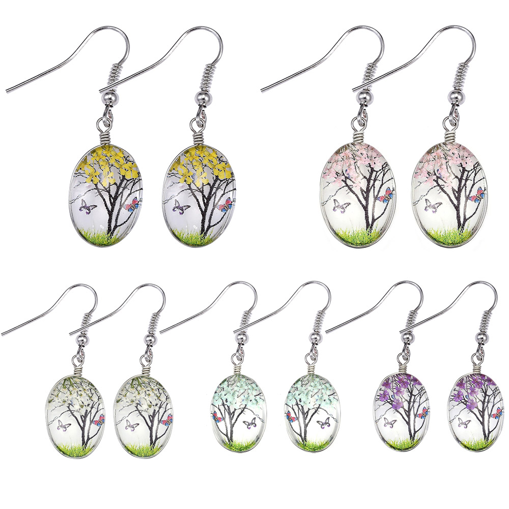 女性のためのドライフラワードロップペンダントイヤリング、シル - Dried Flower Bulk のレビューと価格