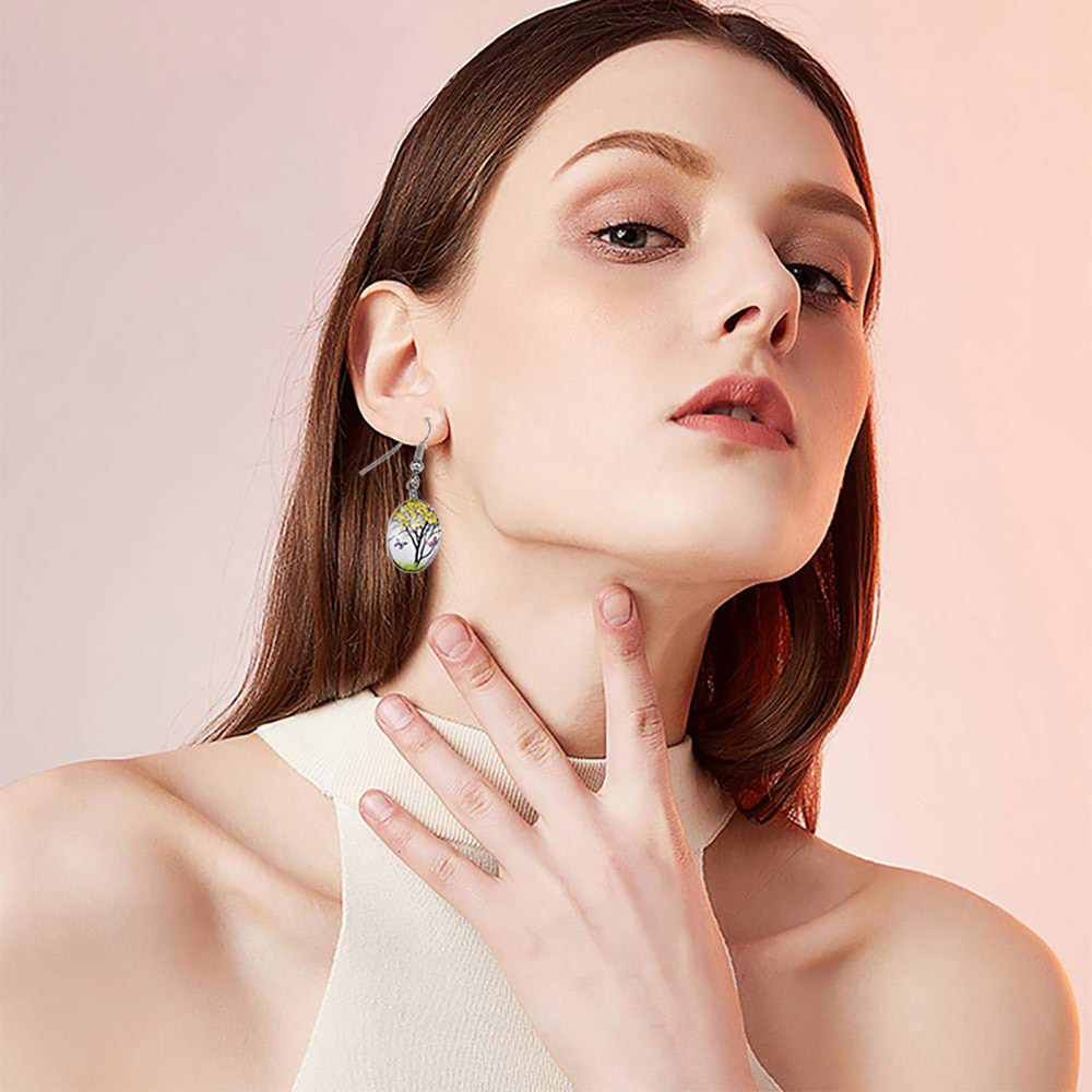 女性のためのドライフラワードロップペンダントイヤリング、シル - Dried Flower Bulk のレビューと価格