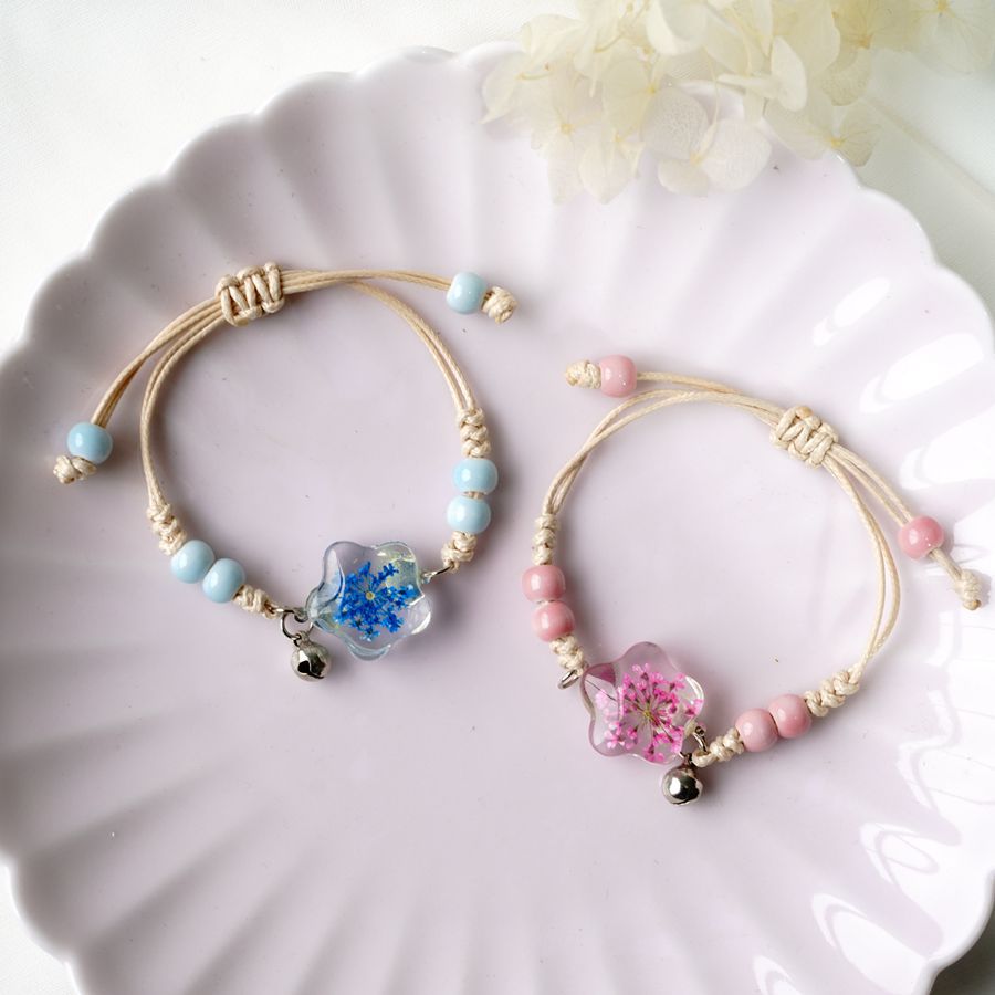 カップル用ドライフラワー付きクリスタルブレスレット,ファッシ - Dried Flower Bulk のレビューと価格
