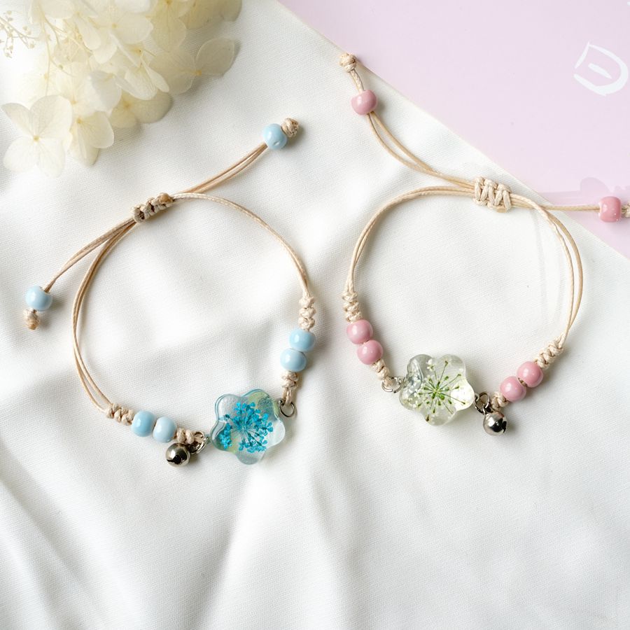 カップル用ドライフラワー付きクリスタルブレスレット,ファッシ - Dried Flower Bulk のレビューと価格