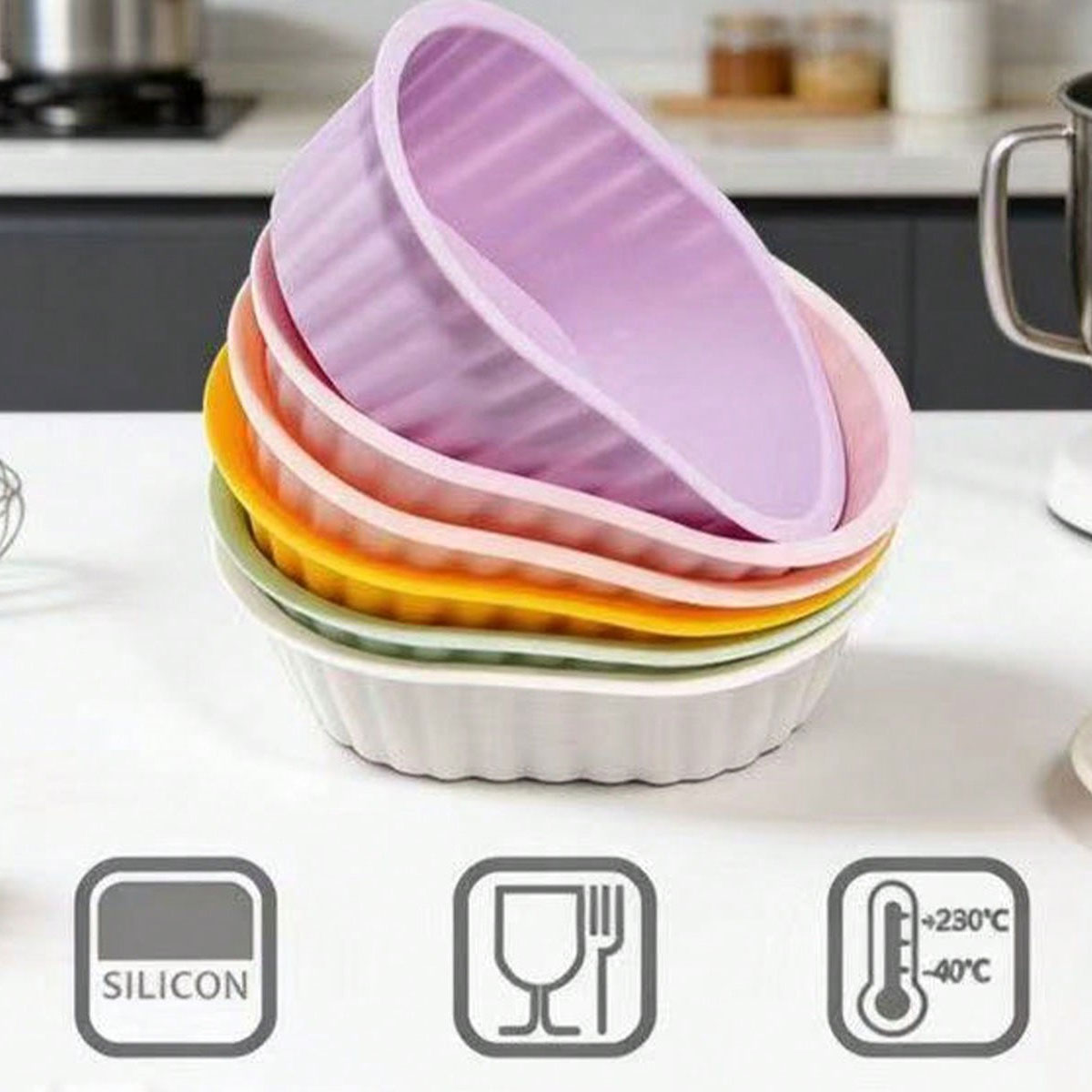 シリコン製デザートカップケーキ型、小型楕円形パンとチーズ型、 - Mixing Cup Silicone のレビューと価格